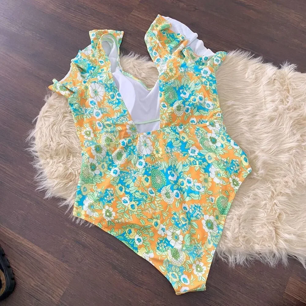 NWOT Chic Soul Spending My PTO Swimsuit Floral pattern Size 3XL